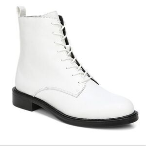 Sam Edelman Nina Combat Boots White lace up style side zipper leather 6.5